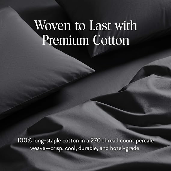 Brooklinen Percale デュベカバー クリスプ&クーリング - フル/クイーン、スレート