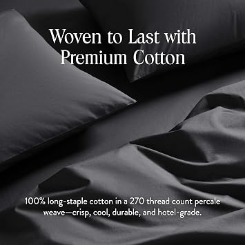 Brooklinen Percale デュベカバー クリスプ&クーリング - フル/クイーン、スレート