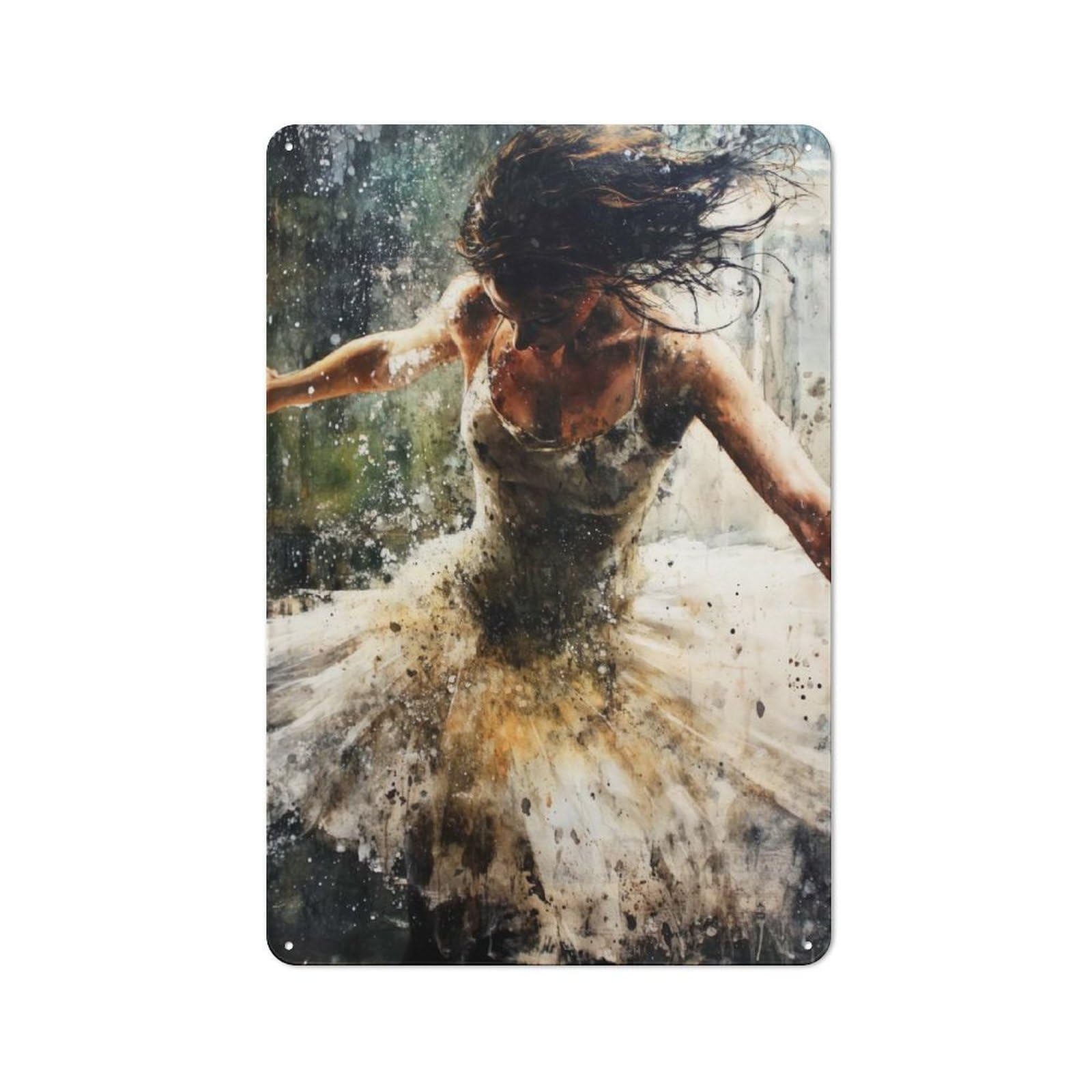 Junmoney Style-5 Retro Metal Wall Plaque 30X20cm Featuring Ballerina In Motion, Room Wall Plaque For Hallway, Home Bar, Garage Or Study