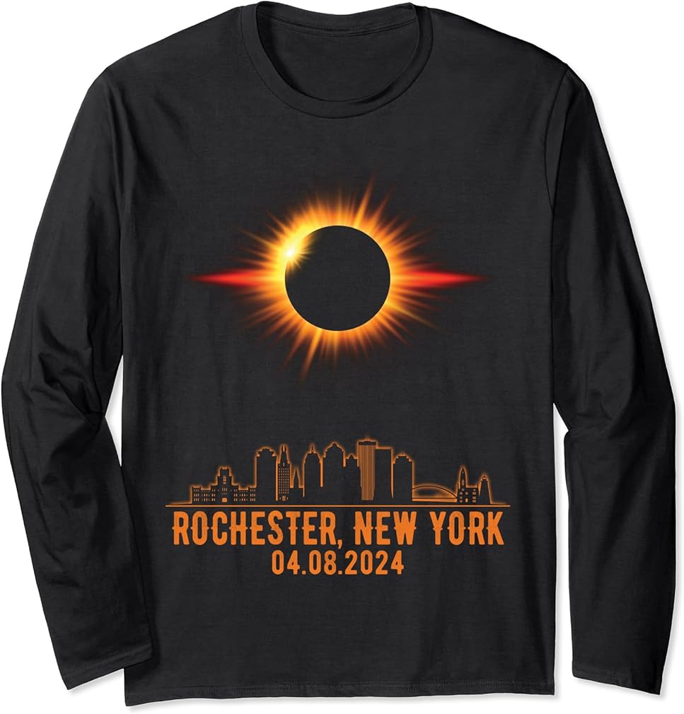 Total Solar Eclipse 04.08.2024 Rochester, New York Long Sleeve T-Shirt