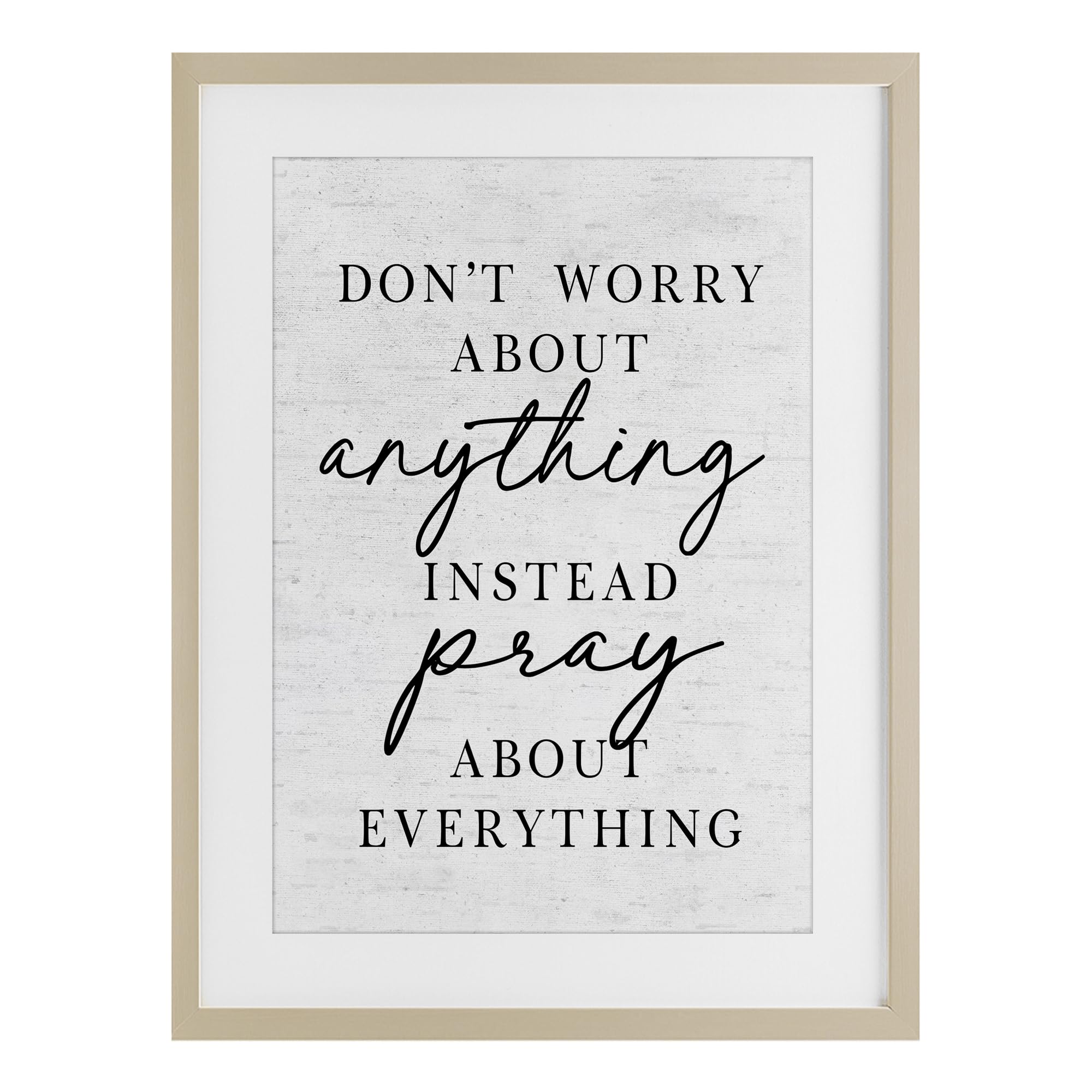 Affiche encadrée Pray Instead Of Worry sous verre pour un salon apaisant