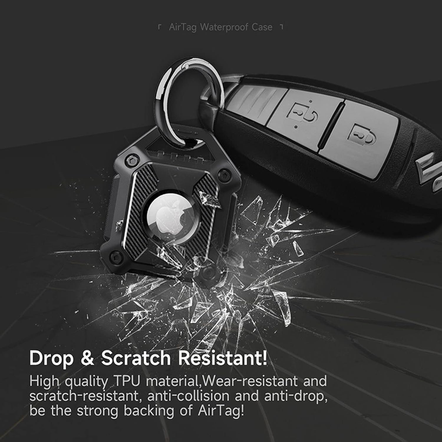 waterproof airtag holder case with keychain screw full cover durable anti scratch fully enclosed secure holder case protect for apple airtag trac