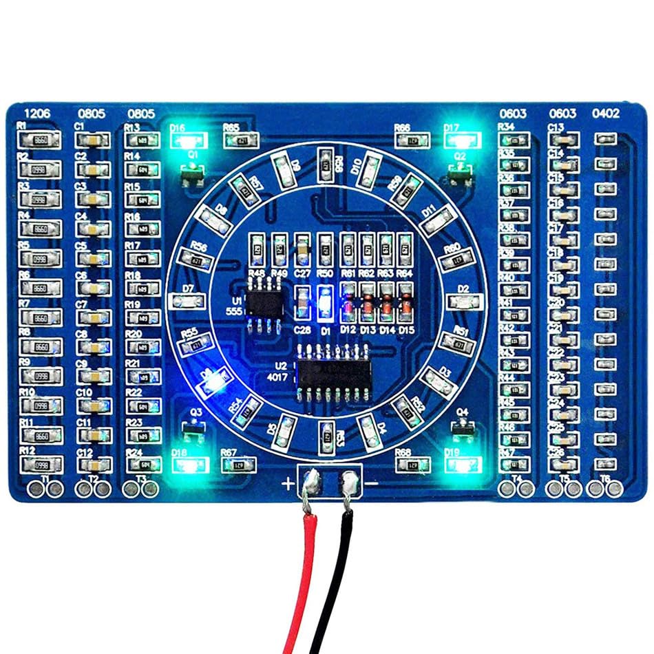 SMD Rotary LED Chaser Kit - Soldering Practice Board for Skills Training & DIY Projects