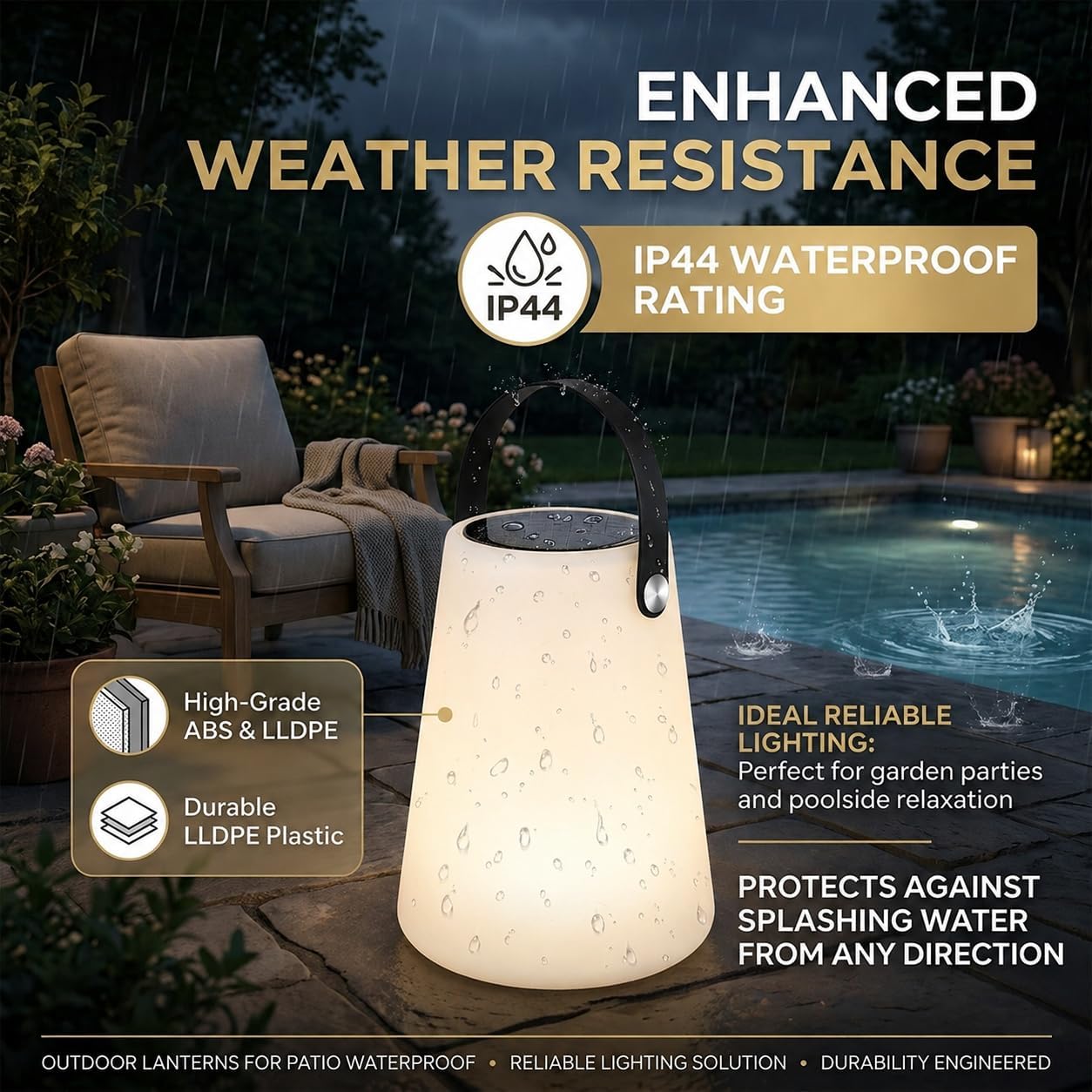 Solar Table Lamp Outdoor, Rechargeable Waterproof LED Lantern for Patio | Remote control Battery Operated Portable Cordless Table Lamp with RGB Lights for Deck Camping Garden (TPU Handle)