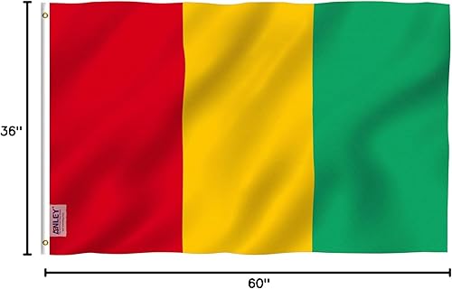 Miniatura 7 de ANLEY Fly Breeze - Bandera de Guinea de 3 x 5 pies, color vivo y a prueba de decoloración, cabecera de lona y doble costura, banderas de Guinea de