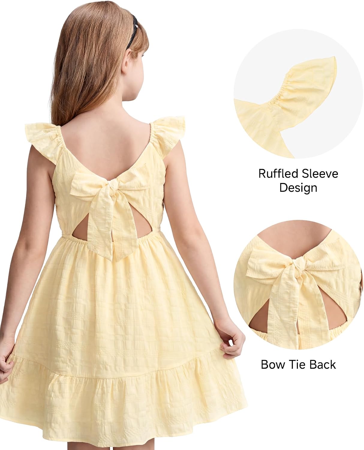 Stelle Girls Square Neck Flutter Sleeve Tie Back Dress 5-15 Y