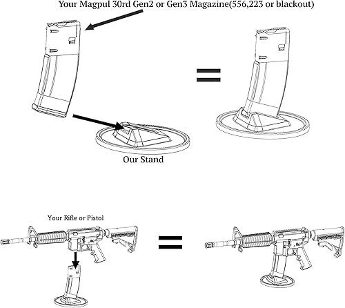 Miniatura 5 de Soporte de exhibición AR-15 estilo rifles, SBRS y pistolas. Diseñado para adaptarse a 30RD GEN 2 y 3 MAGPUL PMAGS. Soporte de disparo AR-15 y