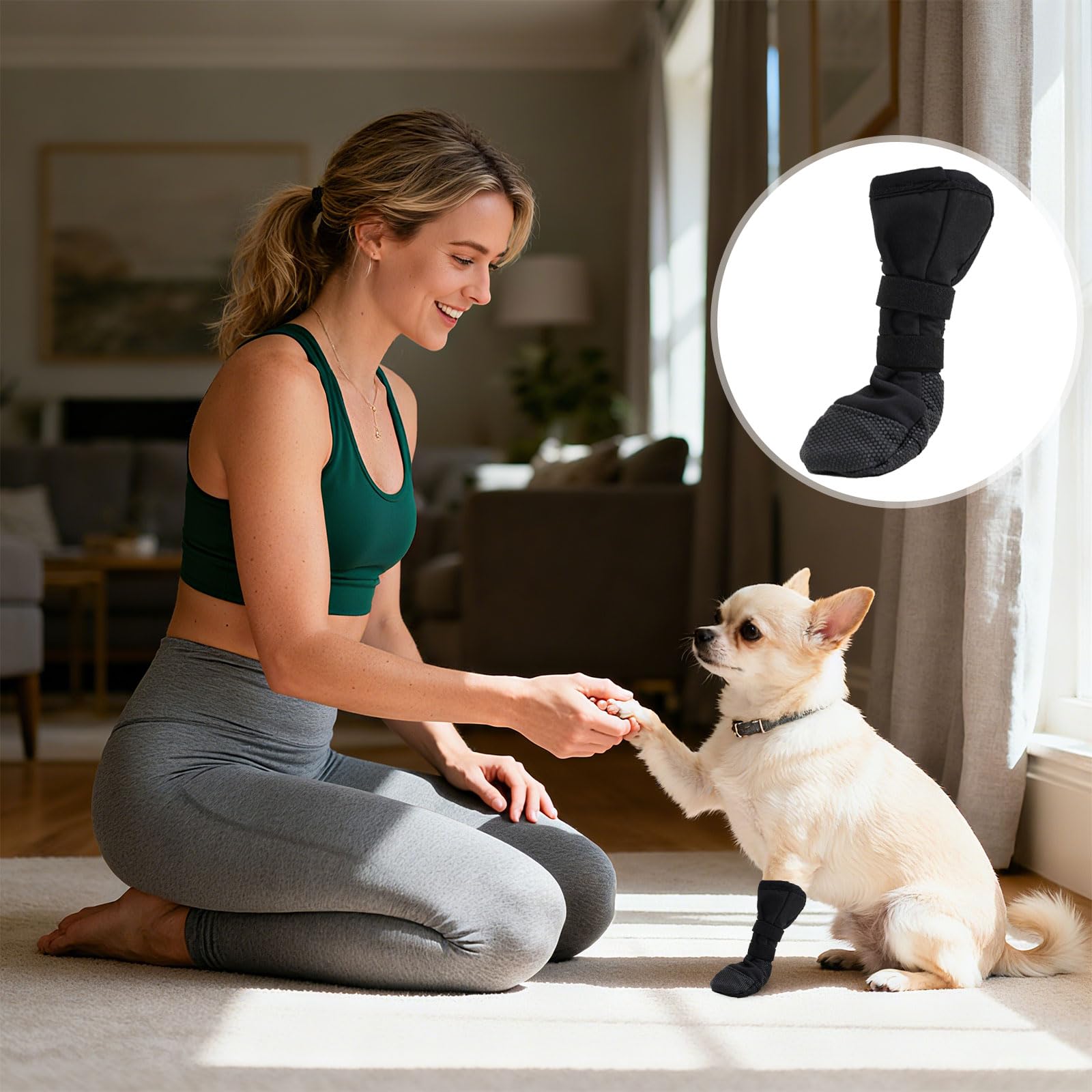 Scarpe per Cani per Zampe Ferite, Calze di Protezione e Recupero per Cani, Stivali per Cani Impermeabili, Stivali per Cani Paw Protector Calzini Antiscivolo per Cani, Rcarpette Cane Traspiranti