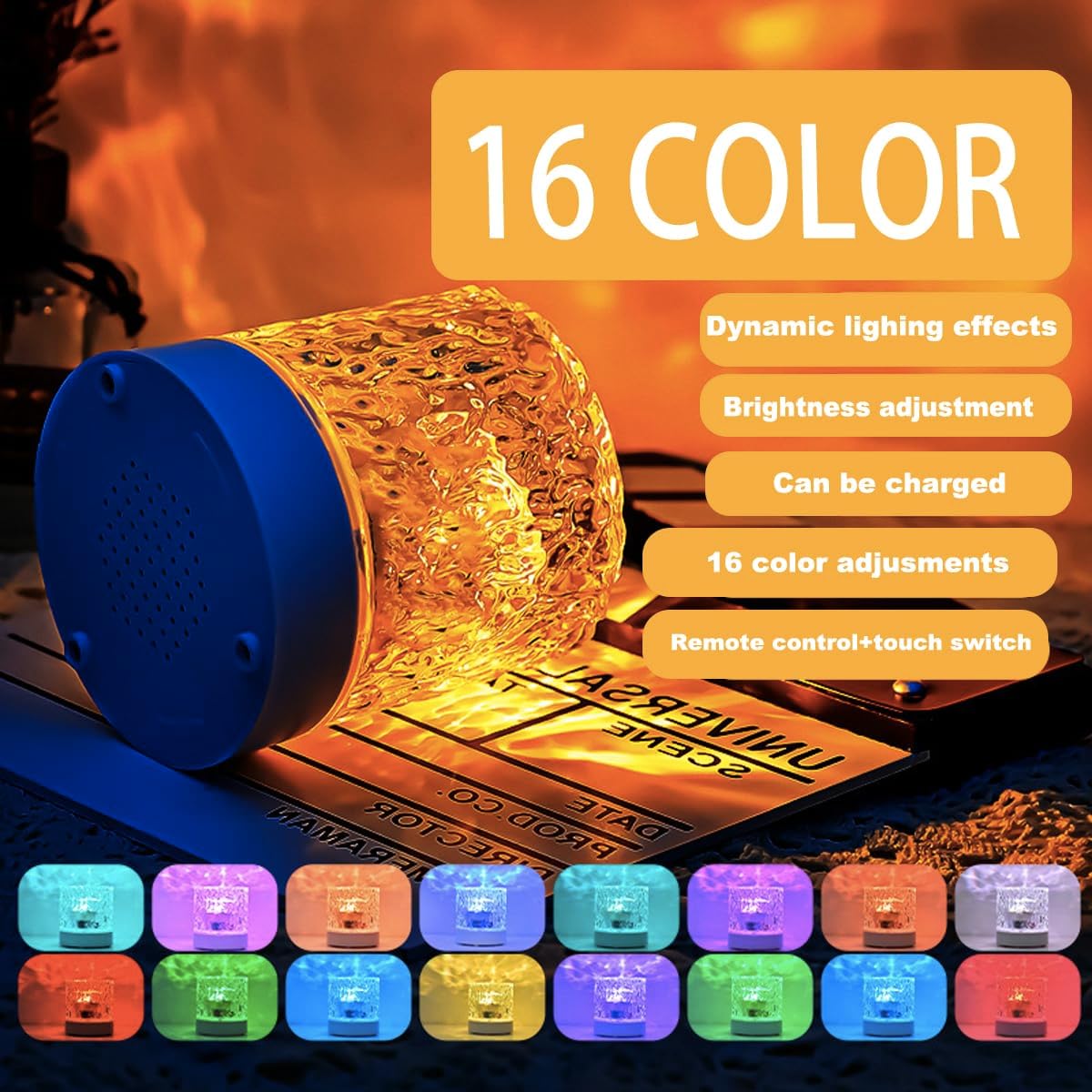 16 Colors Northern Lights Water Ripple Lamp, Ocean Wave Projector Light,Dimmable Water Effect Led Light,Ceiling Projector Lights for Bedroom Office Bar Party Living Room Christmas Gifts