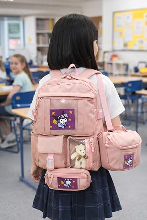 Kore Tarz  Be  B lmeli Okul  antas  Seti, 3l , Pembe, Laptop B lmeli, Kalemlik ve Beslenme  antas