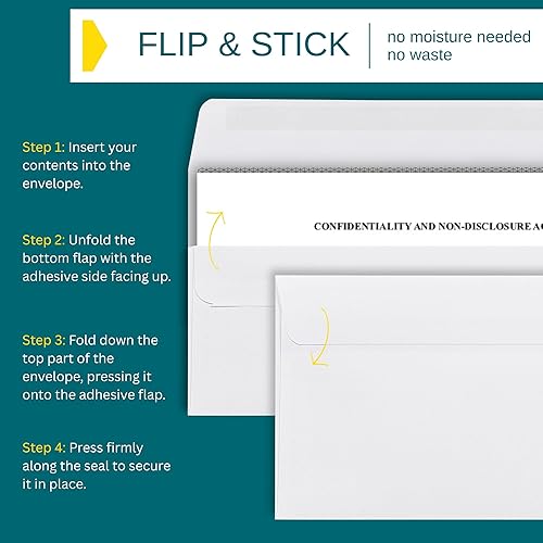 Miniatura 4 de Sobres de seguridad de una sola ventana #10 autosellados  80 unidades para impresora láser, cierre abatible y sellado, sobres tintados de seguridad