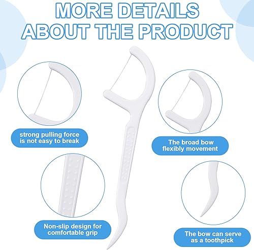 Miniatura 3 de Dandat 2000 piezas de púas de hilo dental a granel de alta dureza, limpios, hilo dental para limpieza de dientes, para viajes familiares, espacio