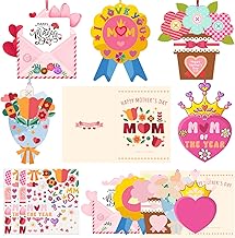 PopManko Mothers Day Crafts for Kids, 12 Pack Mothers Day Arts and Crafts Foam Stickers Gifts for Kids, Mother's Day Activities Mum Craft Kits Make Your Own Mothers Day Card (Mother's Day)