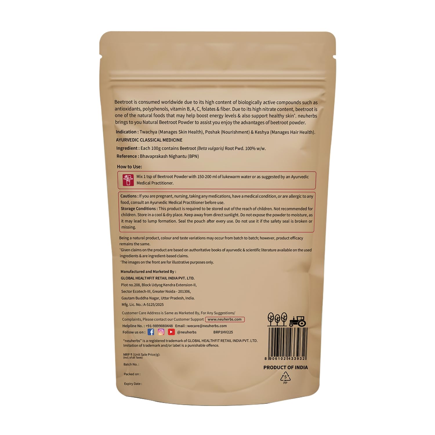Neuherbs Beetroot Powder 100g | Natural Face Pack for Glowing Skin & Hair Care | Rich in Antioxidants for Energy & Daily Wellness | 100% Pure & Additive Free 4