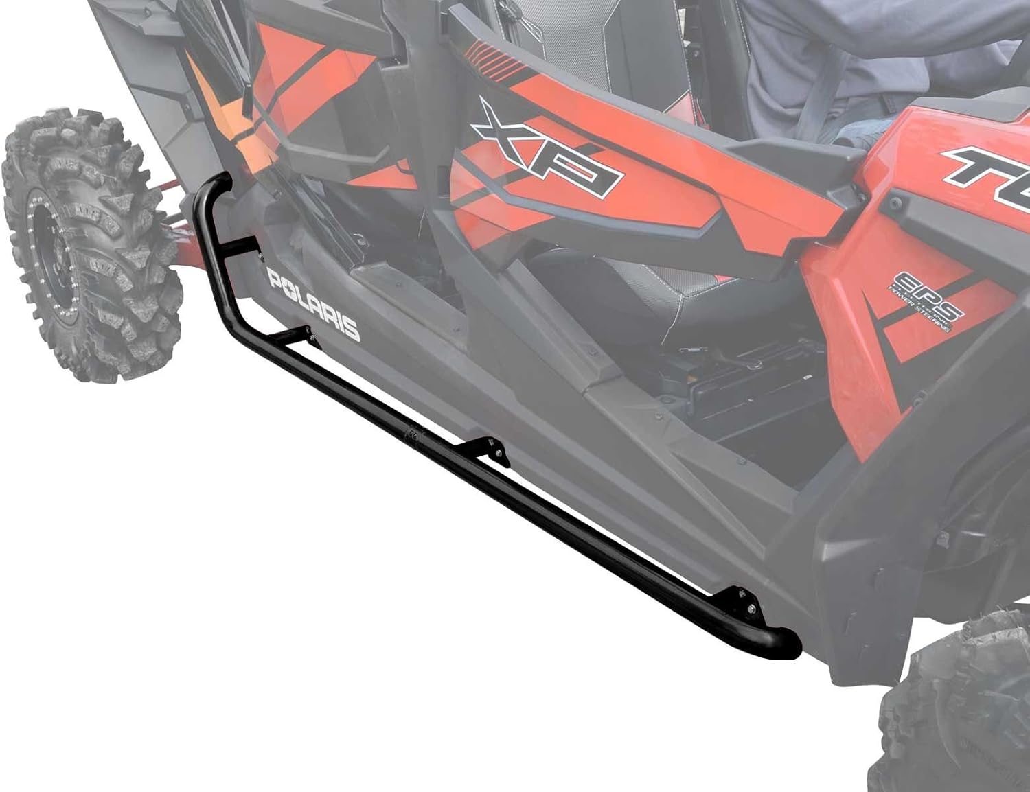 SuperATV Rock Sliders Nerf Bars Tree Kickers for 2014-2023 Polaris RZR XP 4 1000 | Wrinkle Black | Constructed of 1.75" Heavy-Duty Tubing | Powder Coat Finish | Bolt-on Mounting