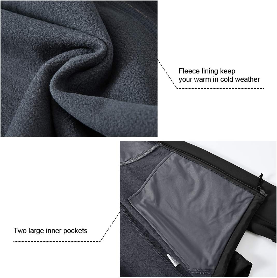 Gopune Men's Lightweight Soft Shell Jacket Fleece Lined Waterproof Hooded Hiking Winter Jacket - Image 6