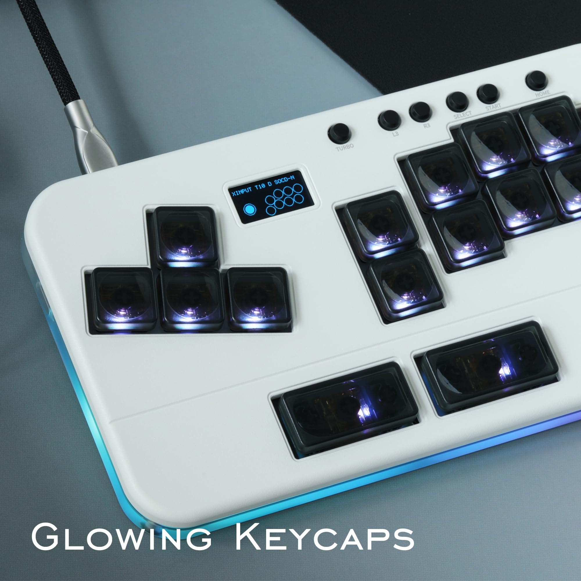 Mando sin palanca, mini teclado, controlador de arcade de 16 teclas con todos los botones (blanco)