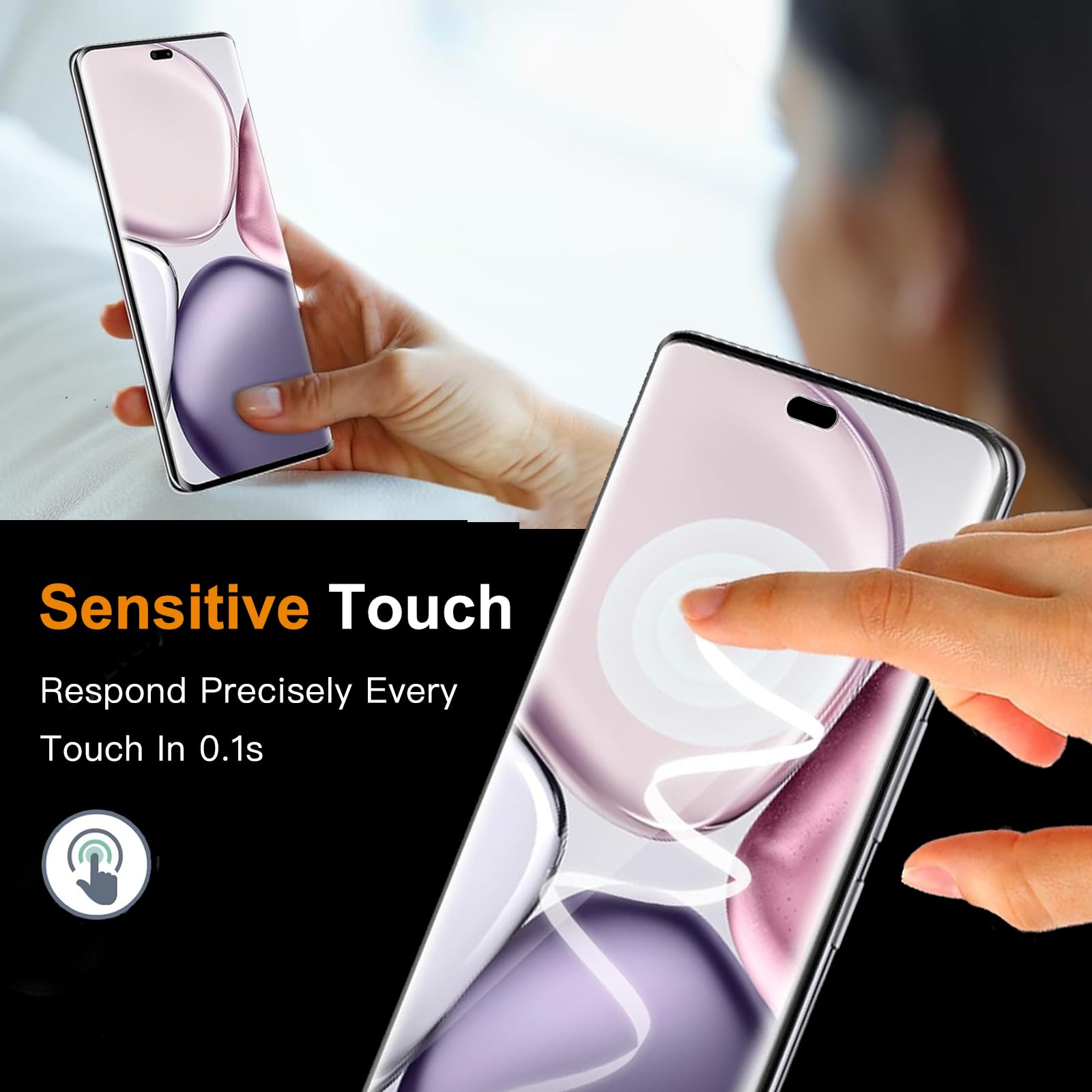 Verre Trempe Pour Honor Magic 7 Lite 5G - [Lot De 2] Film De Protection Incurve Integral Noir Htdmobiles