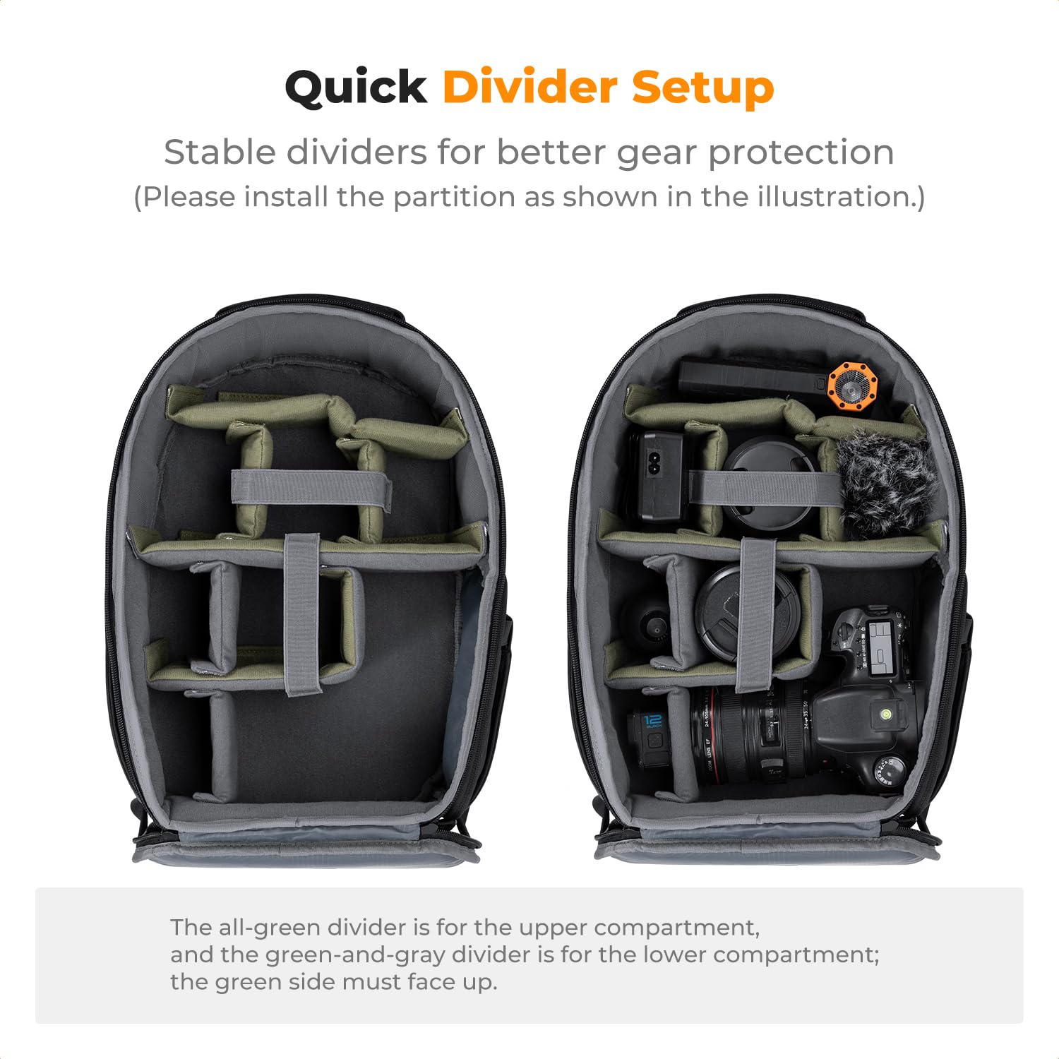 K&F CONCEPT Sac à Dos pour Appareil Photo 16L
