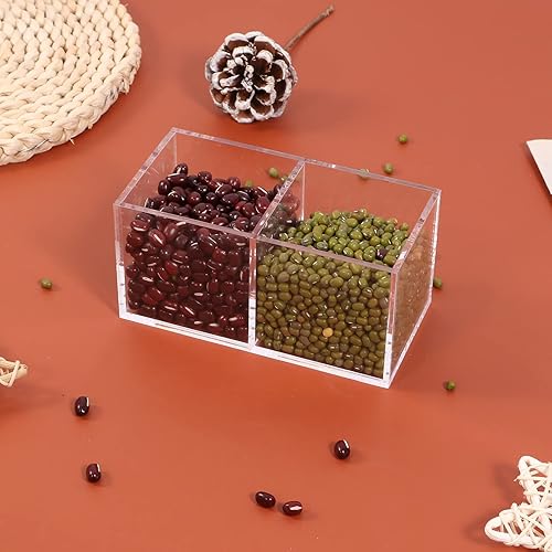 Miniatura 9 de Organizador de brochas de maquillaje acrílico, 2 secciones y 2 compartimentos, soporte de lápiz labial de plástico transparente de 4.72 x 2.36 x