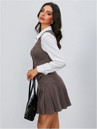 Milumia Women's Plaid Skirt Sets 2 Piece Outfits Vest Top and Pleated Suit