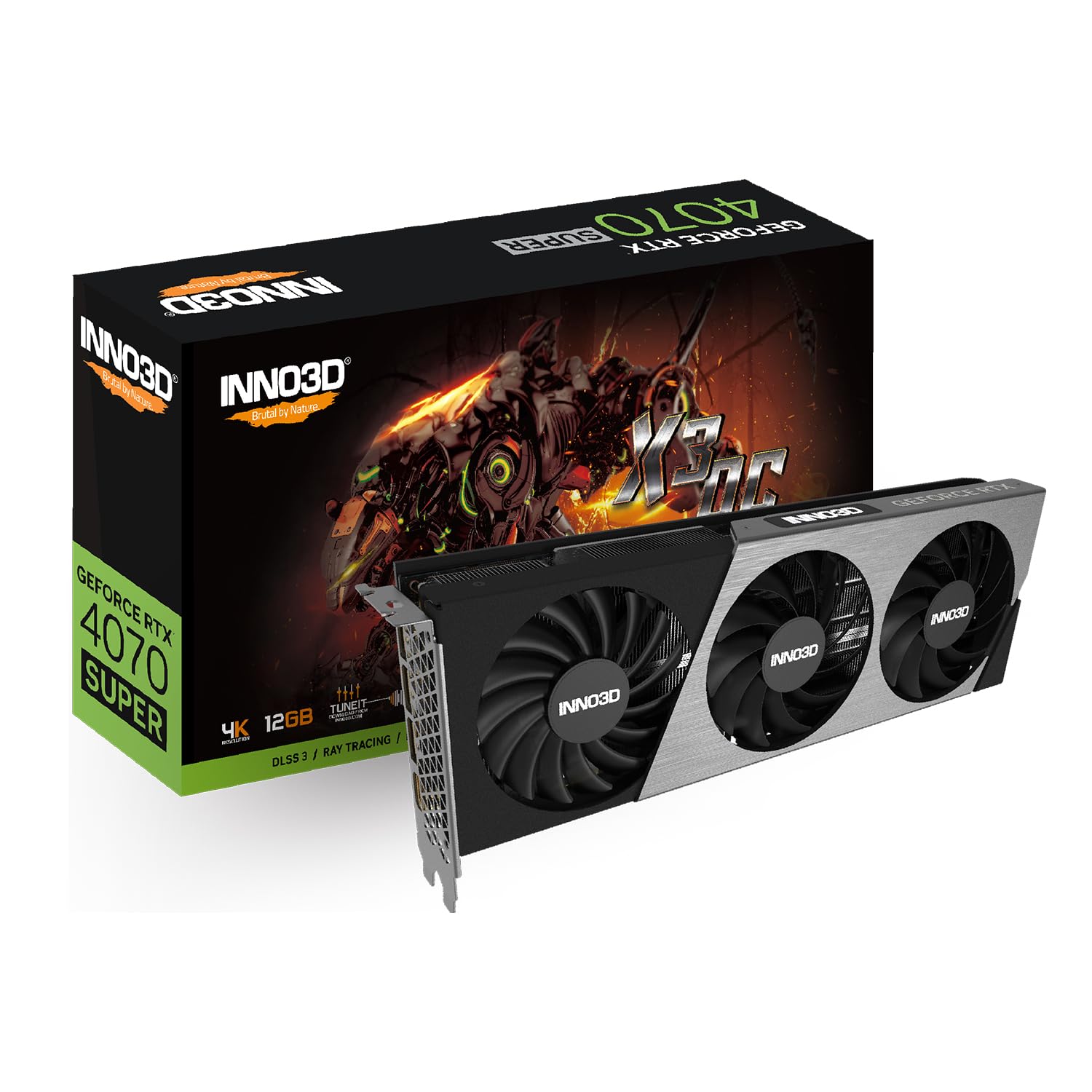 INNO3D NVIDIA GEFORCE RTX 4070 Super X3 OC 12GB GDDR6X 192-bit PCI-E 4.0 X16 Gaming Graphics Card – N407S3-126XX-186162L
