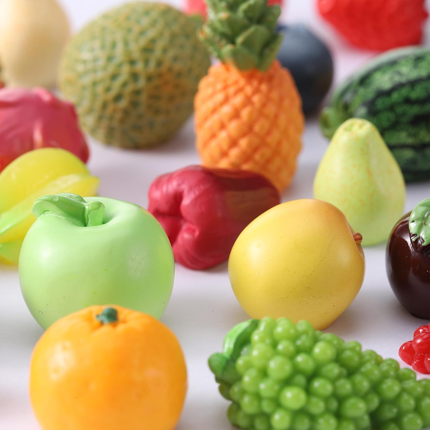 30 PCS Fruits Mini Resin Figures, Fruit Decor Cute Artificial Fruit