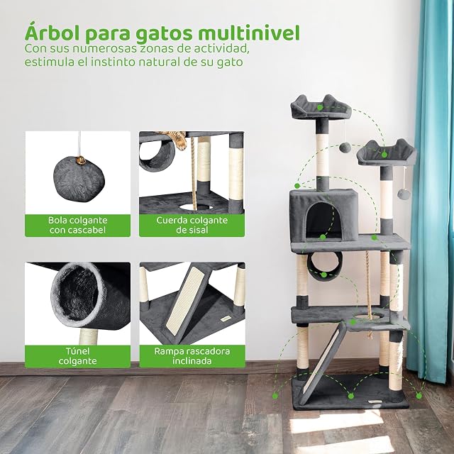 Foto 4 de 5 de PAITSY Árbol para Gatos XL, rascador para Gatos, Plataformas, caseta, Hamaca, Pelotas, columnas de sisal