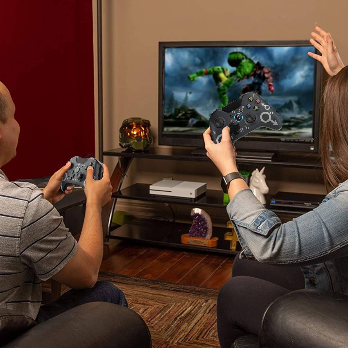 Wireless Controller for Xbox One, Wireless PC Gamepad with 2.4GHZ Wireless Adapter Compatible with Xbox One/One S/One X/Windows 7/8/10 (Gray)