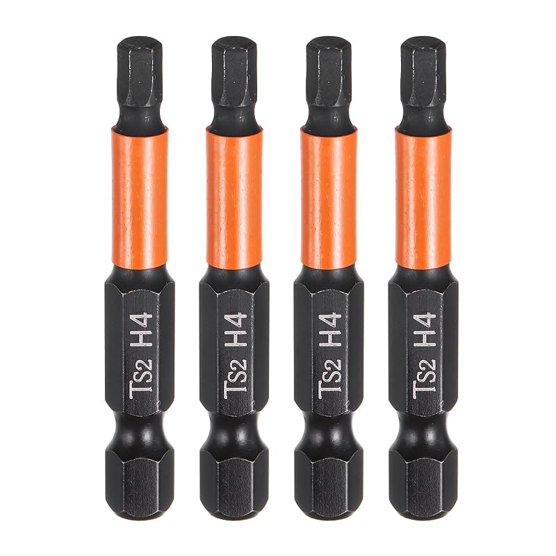 Kit de bits para parafusadeira com ponta hexagonal plana H4 4 mm, haste sextavada de 6,35 mm, magnéticos, 50,8 mm, HARFINGTON, 4 peças