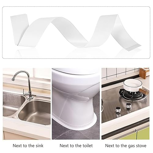 Miniatura 3 de 2 rollos de cinta para calafatear, autoadhesiva, impermeable, para encimera de cocina, fregadero, inodoro, cinta de sellado de calafateo de baño,