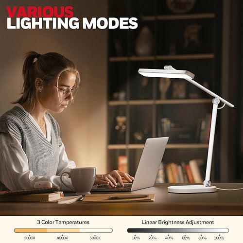 Miniatura 2 de Honeywell Lámpara de escritorio para oficina en casa, H4 Sunturalux Luz de escritorio LED para cuidado de los ojos, lámpara de escritorio regulable