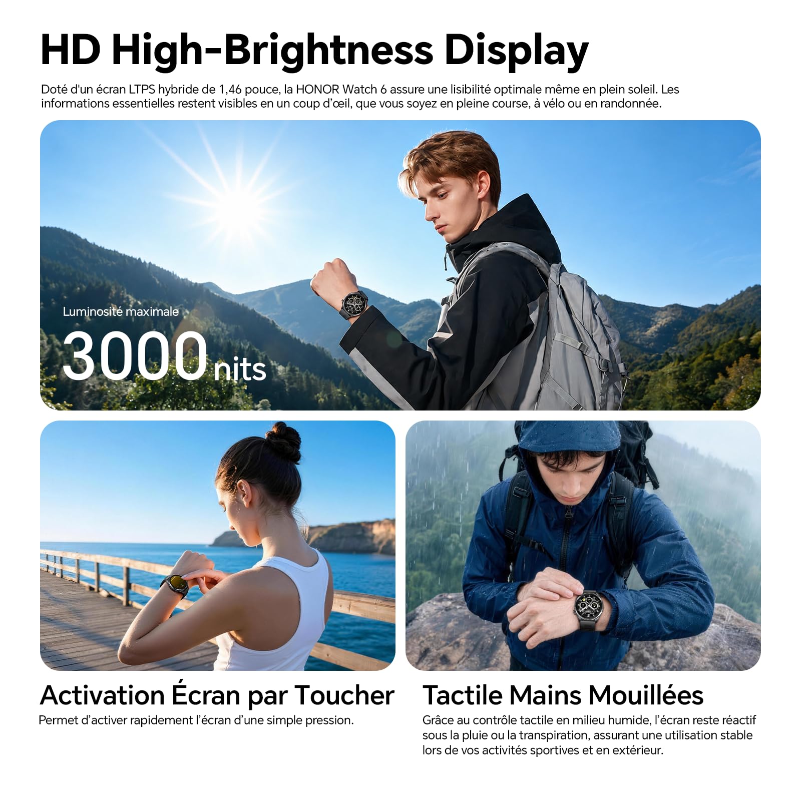 Honor Watch 6 Montre, 35 Jours Autonomie, Écran 1.46" LTPS 3000 Nit | Dual-Band, Football Pro et Badminton, 120+ Sports, GPS, 46.5mm, 10.8mm Mince, Suivi de la Santé | Dual-Band, Football Pro et Badminton, Écran 1.46’’ LTPS 3000 Nits, GPS, 46.5mm, 10.8mm