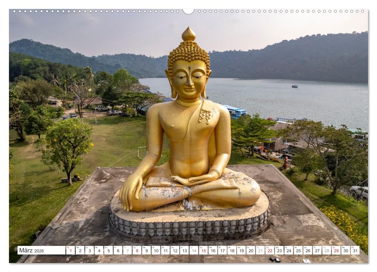 Siddhartha Gautama - Buddha (Wandkalender 2026 DIN A2 quer), CALVENDO Monatskalender: 13 wunderbare und exotische Fotos von Buddhastatuen aus Asien von Sri Lanka bis Thailand. (CALVENDO Orte)