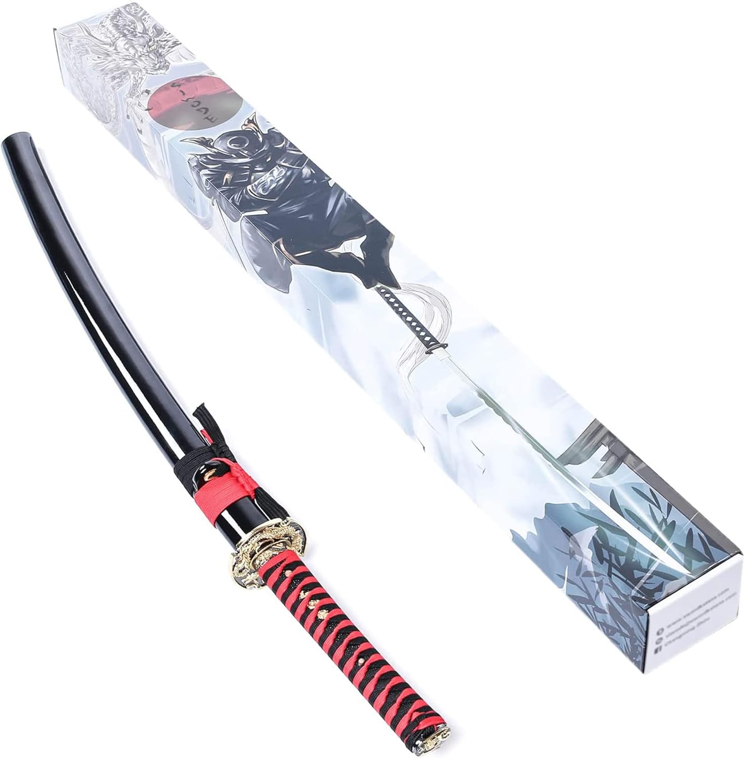 siwode Katana Handmade Full Tang Sharp, Alloy Golden Dragon Tsuba Japanese Samurai Sword High Carbon Steel 1060, 40-Inch