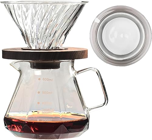 Miniatura 13 de Cafetera de goteo con filtro reutilizable de acero inoxidable, juego de cafetera de vidrio con goteo, jarra de café de vidrio borosilicato libre de