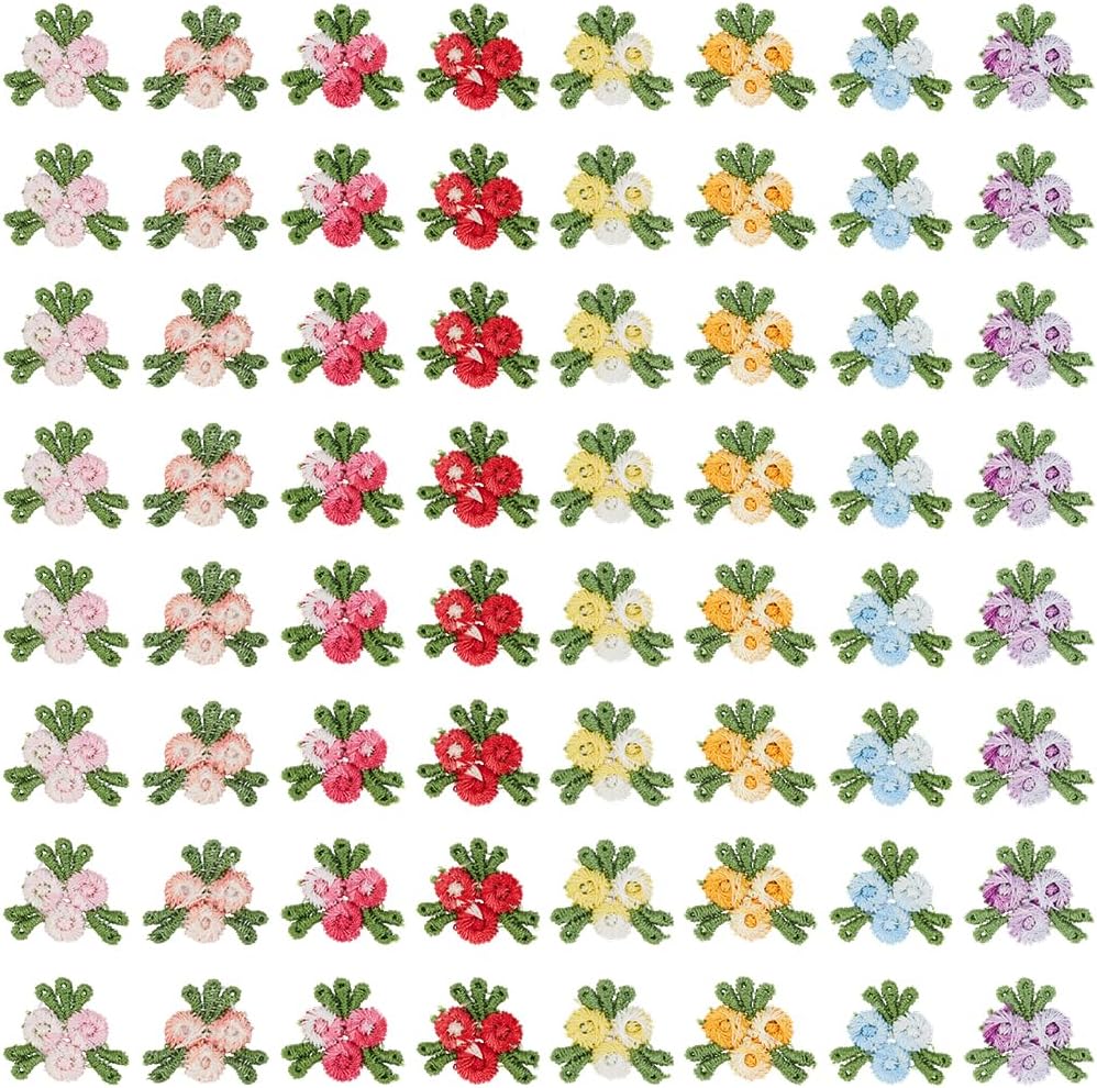 160Pcs 8 Colors Mini Colorful Flower Patches Small Rose Lace Embroidered Applique Flowers Fabric Embroidery Sew on Patch Bulk for Sewing Making Crafts Clothes Dress Home Decor Embellishment