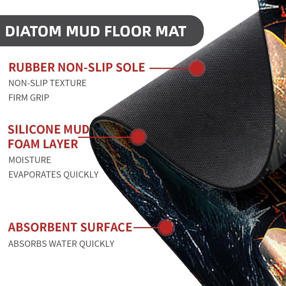 Bath Mat-Bathroom Rug，Dark Pirate Ship-Absorbent Non Slip Quick Dry Stain Resistant Easy to Clean Care Shower Rug for Bathtub Shower Room 16×24Inch (40 * 60cm)