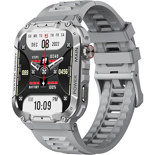 Military Smart Watch for Men with Call Function,Fitness Smart Watch for Android Phones and iPhone, Waterproof Fitness Tracker with Blood Oxygen/Heart Rate/Sleep/100+ Sport Modes, Watches for Men