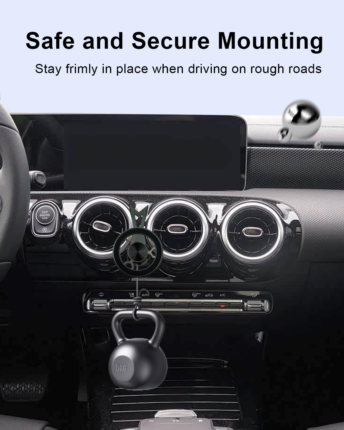 Support Téléphone Voiture Magnétique Pour Audi A1 (2010-2018) - Compatible MagSafe & Rotation 360° - Pour IPhone/Samsung - 6