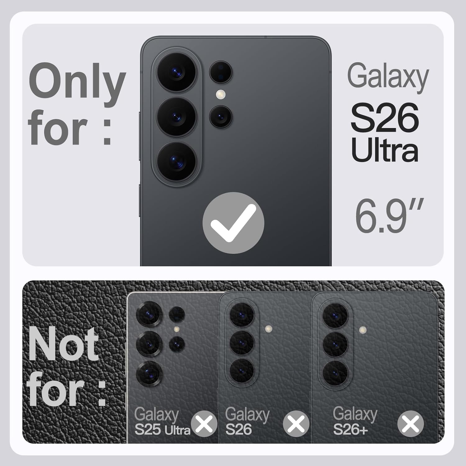 JETech for Samsung Galaxy S26 Ultra Screen Protector with Camera Lens Protector and Leather Case Bundle