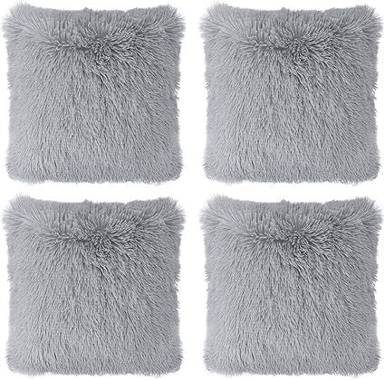 gray fluffy pillow