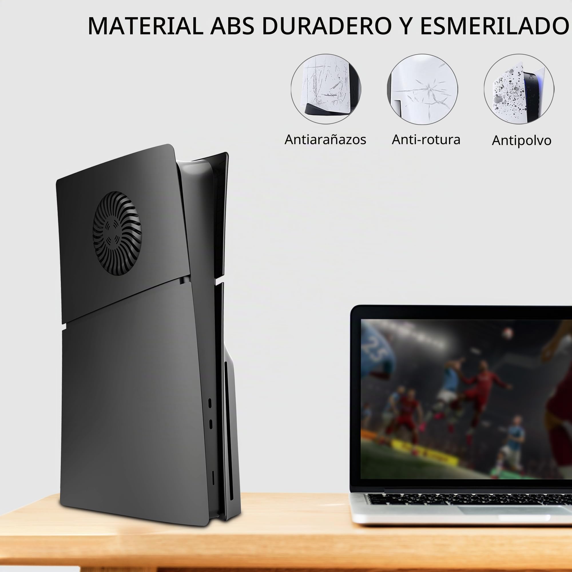 DOBEWINGDELOU Placa frontal para PS5 Slim Disc Edition con ventilación de refrigeración y filtro de polvo, placas de cubierta de consola de ABS a prueba de polvo de repuesto para carcasa lateral,