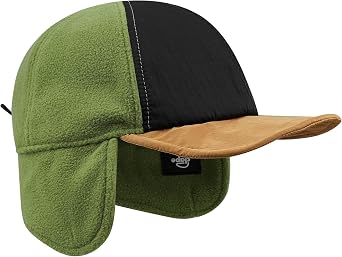 Clakllie Mens Winter Earflaps Baseball Hat - Cold Weather Trapper Ushanka Russian With Brim - Foldable Elmer Fudd