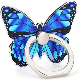 KolorFish Universal Painted Butterfly Mobile Phone Ring Holder Finger Ring Grip Stand 360° Rotation 180° Flip Kickstand Compatible with All Smartphones (Blue)-picture-24