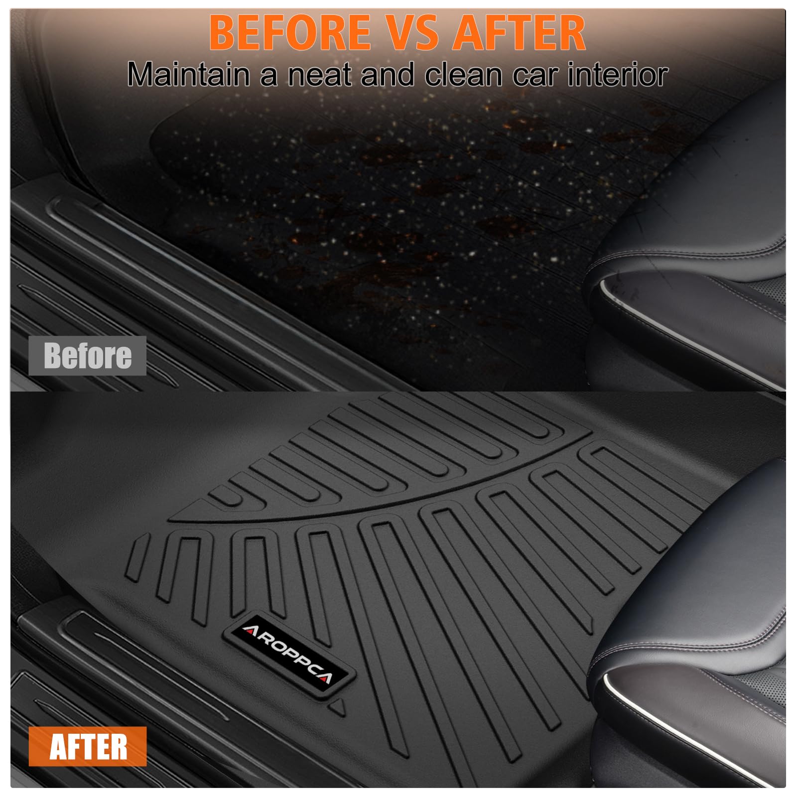 All Weather Car Floor Mats for 2007-2013 Chevy Silverado GMC Sierra 1500 Crew Cab 2007-2014 Silverado Sierra 2500 — view 6