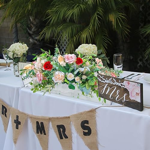 Miniatura 4 de Paquete de 4 jarrones de acrílico transparente para mesa de comedor, jarrones bajos rectangulares florales de 63.2 pulgadas con 64 agujeros para