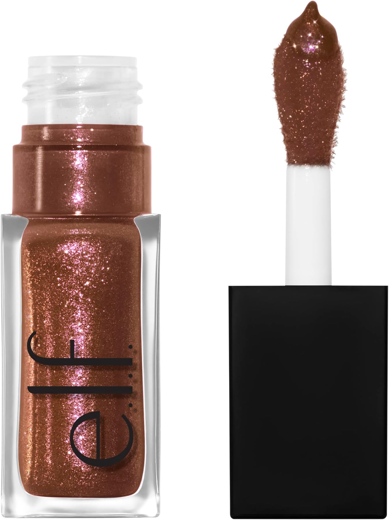 e.l.f. Glow Reviver Lip Oil, Nourishing and Hydrating with High-Shine Glimmer Finish & Sheer Wash of colour, Minty Scent, Non-Sticky, Vegan & Cruelty-free, Chocoluxe