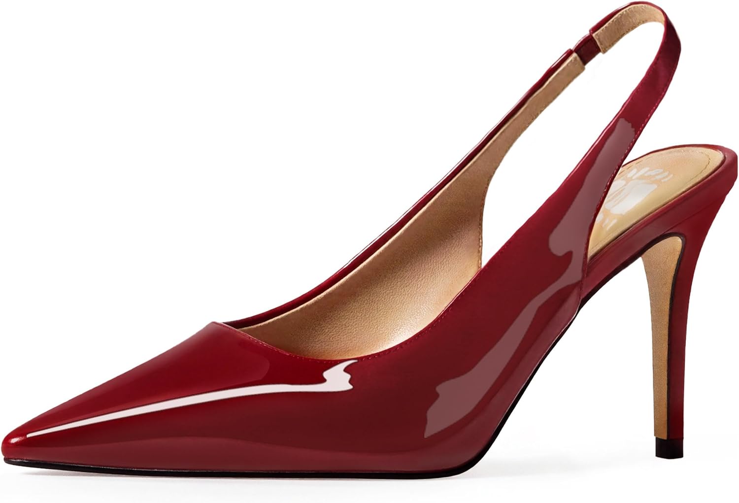 heelchic Slingback Heels for Women Pointed Toe Stiletto Heel Closed Toe Pumps Slip on High Heels 2.95 inch Dress Pumps