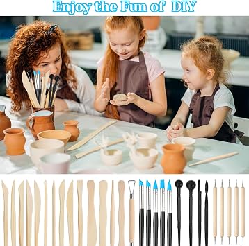 30PCS Polymer Clay Tools Air Dry Clay Tools Sculpting Kit with Storage Bag | Double-Headed Pottery Kit Clay Sculpting Tools for Adults Kids Art Crafts Accessories Carving for Engraving Embossing Shaping
